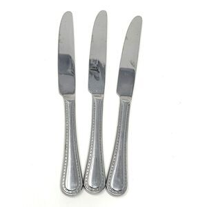 Argent Orfevres Stainless Pearl Dinner Solid Knives 9 1/2” Set Of 3